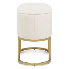 Duet Brushed Gold Stool Beige Fabric