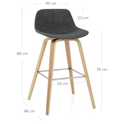 Reef Wooden Stool Charcoal Fabric Dimensions