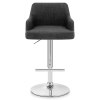 Dylan Stool Black Leather & Charcoal Fabric