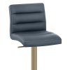 Lush Real Leather Gold Stool Blue