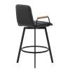 Marco Stool Oak Arms & Black Leather