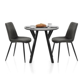 Wessex Dining Set Grey Wood & Charcoal