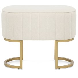 Duet Brushed Gold Stool Beige Fabric