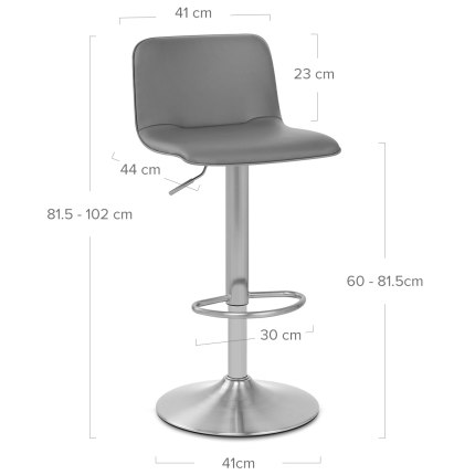 Cape Brushed Steel Stool Grey Dimensions