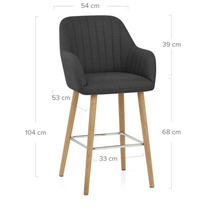 Rio Wooden Stool Charcoal Fabric Dimensions