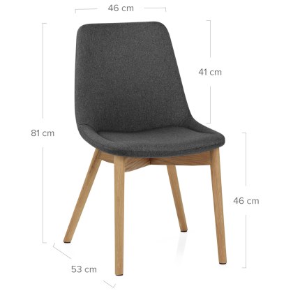 Kobe Dining Chair Oak & Charcoal Dimensions