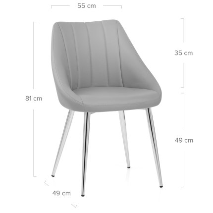 Tempo Dining Chair Light Grey Dimensions