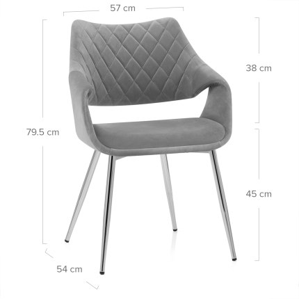 Fairfield Chrome Chair Grey Velvet Dimensions