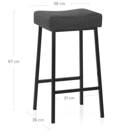 Uno Bar Stool Charcoal Fabric Dimensions