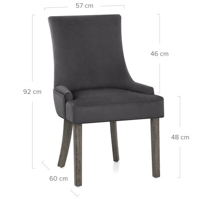 Richmond Grey Oak Chair Charcoal Fabric Dimensions