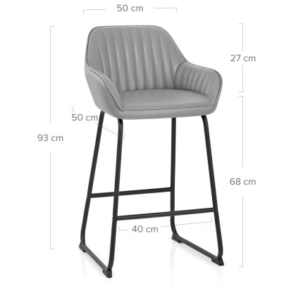Kanto Real Leather Bar Stool Grey Dimensions