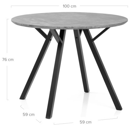 Quest 100cm Dining Table Concrete Dimensions