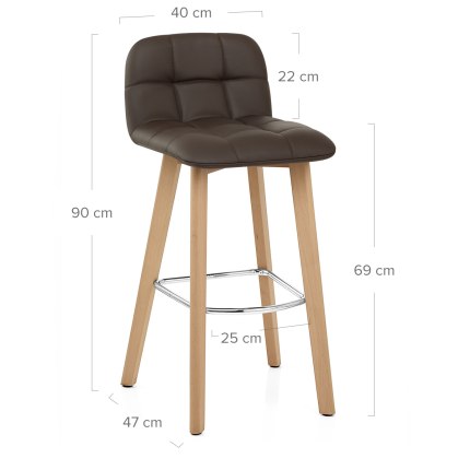 Hex Wooden Stool Brown Real Leather Dimensions