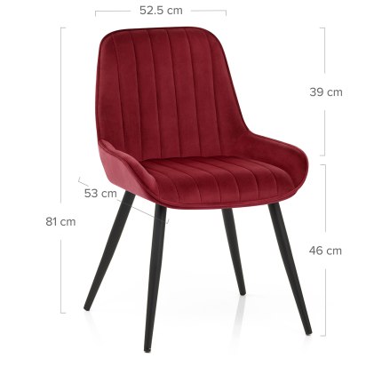 Mustang Chair Red Velvet Dimensions
