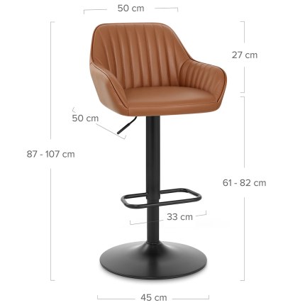 Sol Real Leather Bar Stool Brown Dimensions