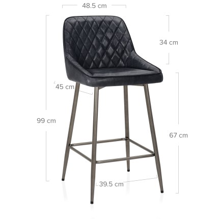 Brisbane Real Leather Stool Antique Slate Dimensions