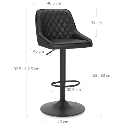 Melbourne Real Leather Stool Black Dimensions