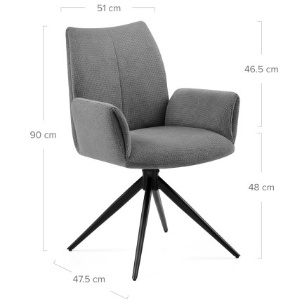 Neve Arm Chair Grey Fabric Dimensions