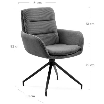 Nixon Arm Chair Dark Grey Dimensions