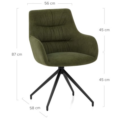 Nico Chair Green Velvet Dimensions