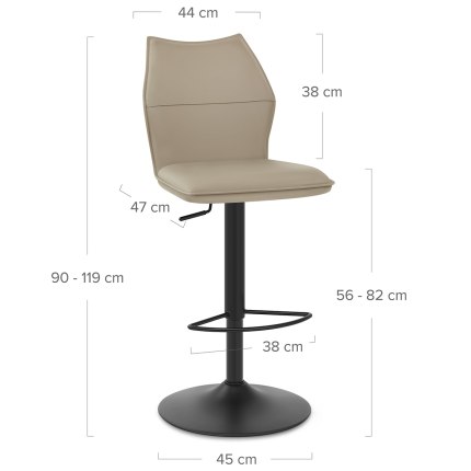 Ava Bar Stool Taupe Dimensions