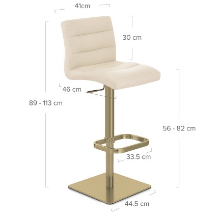 Lush Real Leather Gold Stool Cream Dimensions