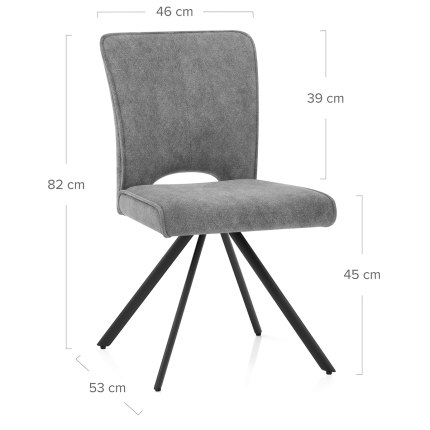 Dexter Dining Chair Charcoal Fabric Dimensions