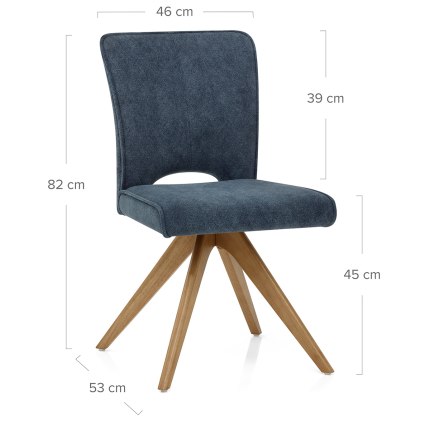 Dexter Wooden Dining Chair Blue Fabric Dimensions