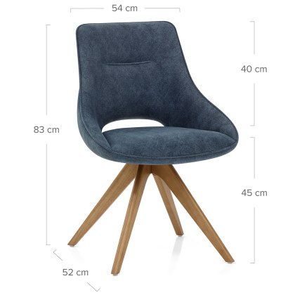 Cloud Wooden Dining Chair Blue Fabric Dimensions