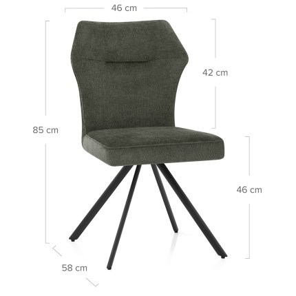 Troy Dining Chair Green Fabric Dimensions