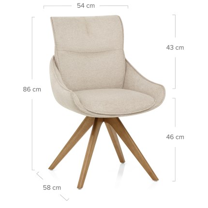 Creed Wooden Dining Chair Beige Fabric Dimensions
