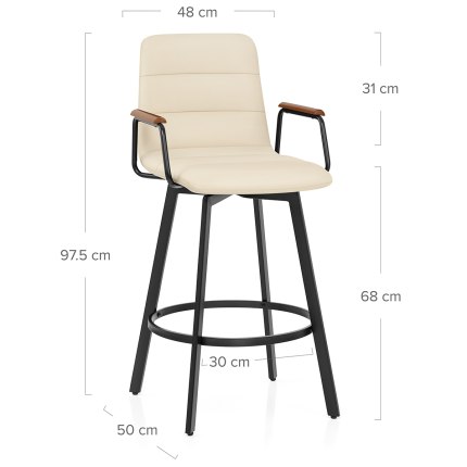 Marco Stool Walnut Arms & Cream Leather Dimensions