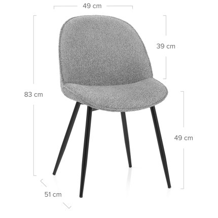 Mia Dining Chair Grey Fabric Dimensions