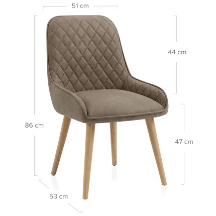 Azure Oak Dining Chair Brown Dimensions