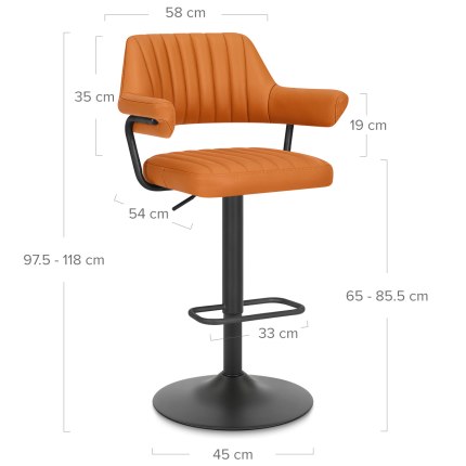 Scout Real Leather Stool Orange Dimensions