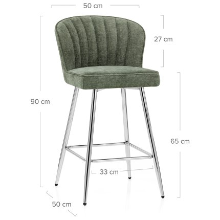 Chase Bar Stool Green Fabric Dimensions