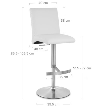 Deluxe Brushed High Back Stool White Dimensions
