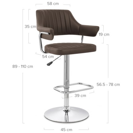 Skyline Bar Chair Brown Dimensions