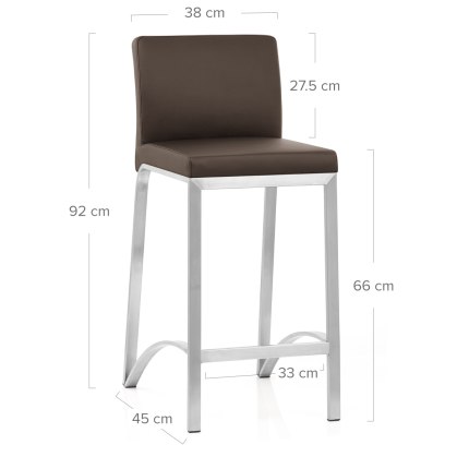 Leah Brushed Real Leather Stool Brown Dimensions