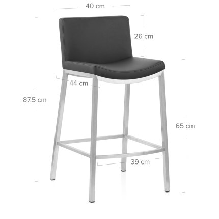 Capone Brushed Steel Stool Black Dimensions