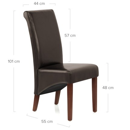 Carlo Walnut Chair Brown Leather Dimensions