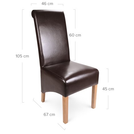 Krista Dining Chair Brown Leather Dimensions