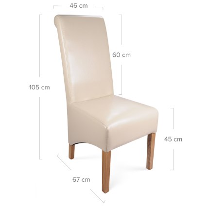 Krista Dining Chair Cream Leather Dimensions