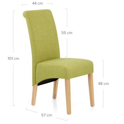 Carlo Oak Chair Green Fabric Dimensions