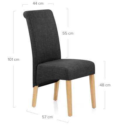 Carlo Oak Chair Charcoal Fabric Dimensions