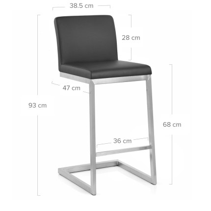 Ace Brushed Steel Stool Black Dimensions