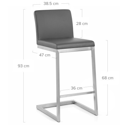 Ace Brushed Steel Stool Grey Dimensions