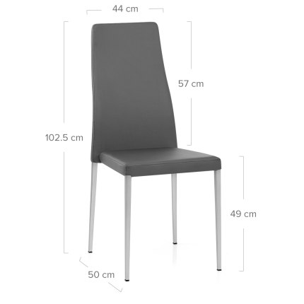 Faith Brushed Chair Grey Faux Leather Dimensions