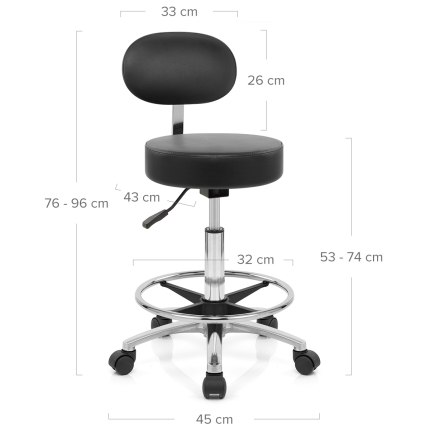 Swivel Stool With Back Black Dimensions