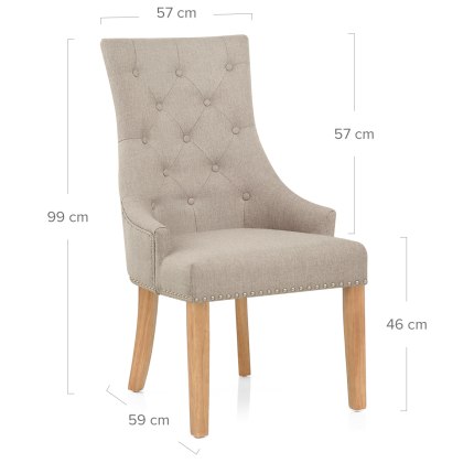 Ascot Oak Dining Chair Tweed Fabric Dimensions